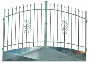 Cancello manuale battente Emilius 3500 in ferro, apertura centrale, L 358.5, H 165-195 cm, di colore grigio zincato