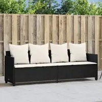 Lettino Prendisole con Cuscini Nero in Polyrattan 368344