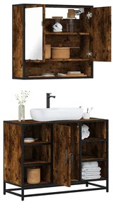 Set Mobili Da Bagno 2 Pz Rovere Fumo İn Legno Multistrato /