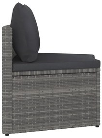 Set Divani da Giardino 4 pz con Cuscini in Polyrattan Grigio