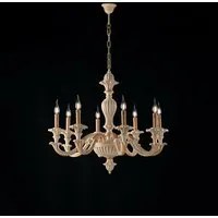 Lampadario Shabby Chic Leonardo Avorio Oro 8 Luci E14