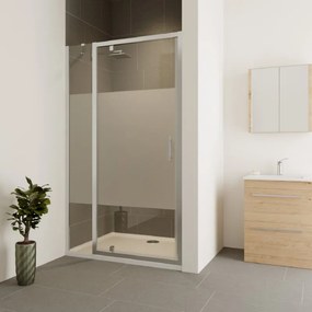 Fisso in linea Verve L 50-40 cm x H 190 cm per nicchia in vetro trasparente SP. 6 mm, profilo lucido cromo, serie Verve
