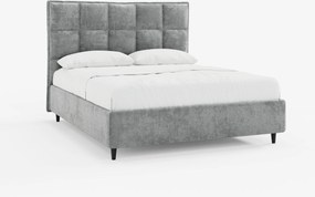 AURO letto imbottito con vano contenitore e testiera capitonné alta in ciniglia Oeko-Tex®