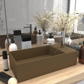 Lavandino Con Troppopieno İn Ceramica Crema Opaco /