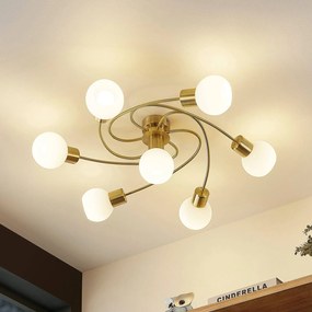 Plafoniera soffitto Ciala Lindby, dimmerabile, Ottone / Oro, Soggiorno / Sala da pranzo, Vetro, Moderno, Plafoniera
