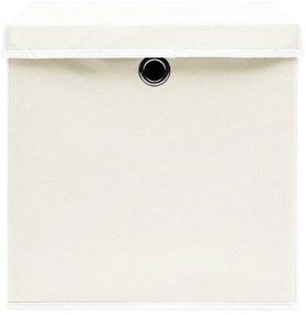Scatole Portaoggetti con Coperchi 4pz Bianco 32x32x32cm Tessuto