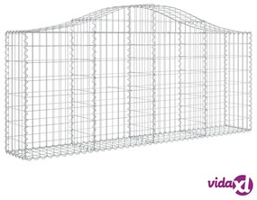 vidaXL Cesti Gabbioni ad Arco 2 pz 200x30x80/100 cm Ferro Zincato