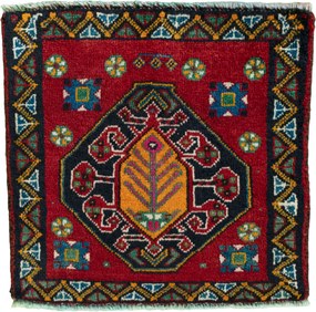 Shiraz Tappeto 50 x 60 Rosso (Iran) Annodato A Mano