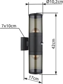Globo 32014-2BS - Applique da esterno XELOO 2xE27/60W/230V IP44