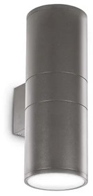 Ideal Lux -  Applique GUN AP2 BIG  - Applique con corpo luce in alluminio spazzolato. Doppio diffusore: superiore e inferiore (vetro pirex trasparente).