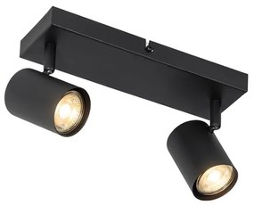 Plafoniera moderna nera a 2 luci rettangolare regolabile - Jeana