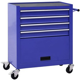 Carrello Portautensili Con 4 Cassetti İn Acciaio Blu /