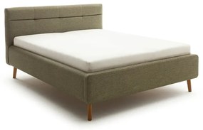Letto matrimoniale imbottito verde con contenitore con rete inclusa 160x200 cm Lotte – Meise Möbel