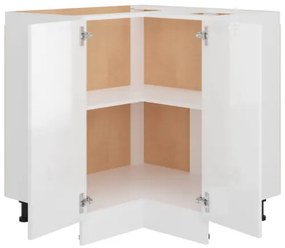 Armadio Angolare Bianco Lucido 75,5x75,5x80,5 cm in Truciolato