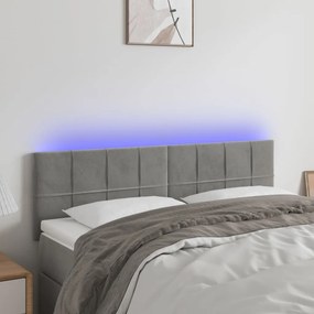 Testiera A Led Grigio Chiaro 144x5x78/88 Cm İn Velluto /