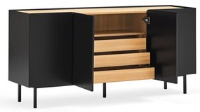 Cassettiera bassa nera effetto rovere 165x78 cm Arista - Teulat