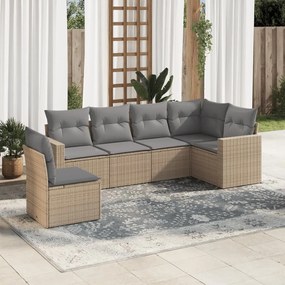 Set divano da giardino 6 pz con cuscini beige in polyrattan