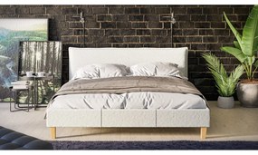 Letto matrimoniale imbottito crema con griglia 160x200 cm Tina - Ropez