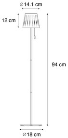 Lampada da terra per esterni bianca con LED a 3 livelli di dimmerazione a energia solare - Ferre