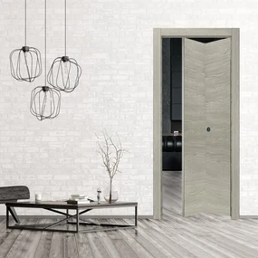 Porta pieghevole a libro asimmetrica Callisto cenere L 60 x H 210 cm destra