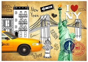 Fotomurale  One way  New York  Colore Verde, Dimensioni e Misure 250x175