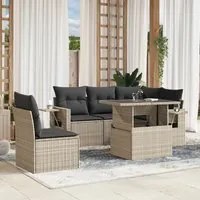 Set Divano da Giardino 6pz con Cuscini Grigio Chiaro Polyrattan 3267912