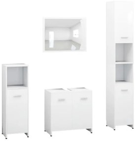 Set Mobili da Bagno 4 pz Bianco in Legno Multistrato