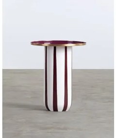 Tavolino Ausiliare Rotondo in Metallo (Ø40,7 cm) Gela Rosso vino - The Masie