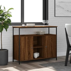 Credenza Rovere Marrone 100x35x80 Cm İn Legno Multistrato /