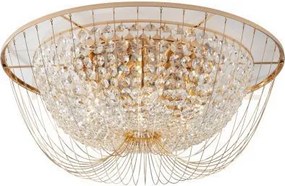 Plafoniera vienna oro 6 luci attacco e14 60x24cm in cristallo k9