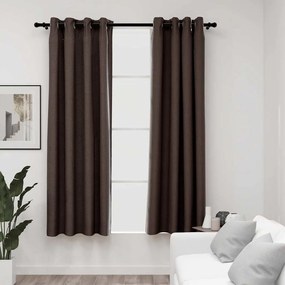 Tende Oscuranti Effetto Lino Con Occhielli 2 Pz Talpa 140x175cm /