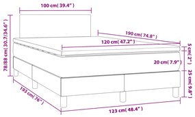 Letto a Molle con Materasso e LED Crema 120x190 cm in Tessuto