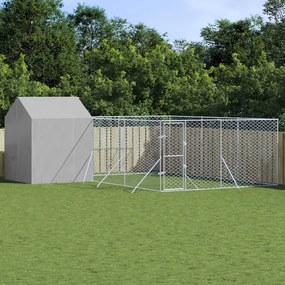 Cuccia Cani Da Esterno Tetto Argento 6x6x2,5 M Acciaio Zincato /