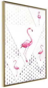 Poster  Flamingos and Triangles  Cornice Quadri Cornice d'oro, Larghezza x Altezza Home decor 30x45