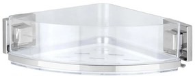 WENKO 22686100-Mensola angolare VACUUM-LOC QUADRO ED 28x19,5 cm argento/trasparente