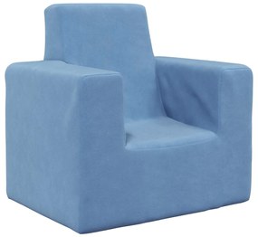 Divano Per Bambini Blu İn Morbido Peluche /