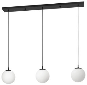 Lampadario A Sospensione Minimal Rondo 3 Acciaio Nero Vetro 3 Luci E27