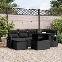 Set Divani da Giardino con Cuscini 7pz Nero Polyrattan 3268045