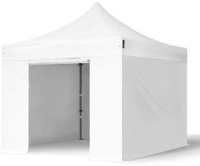 TOOLPORT 3x3m gazebo pieghevole con laterali, PREMIUM acciaio, bianco - (600037)