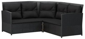 Set Divano a L con Cuscini 2 pz Nero in Polyrattan