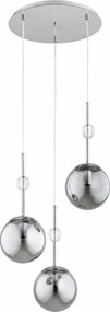 Lampadario a sospensione su cavo ARVENA 3xE14/10W/230V cromo lucido/nero/fumé