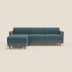 Narciso divano letto angolare con materasso alto 18 cm e penisola contenitore in tessuto bicolore impermeabile T11 e T06