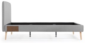 Kave Home - Letto Dyla sfoderabile grigio, con gambe in faggio massiccio per materasso da 150 x 190 cm