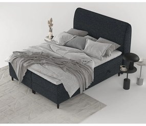 Letto boxspring nero con contenitore 140x200 cm Melba - Maison de Rêve