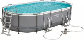 Piscina Ovale Fuori Terra 488x305x107 cm con Telaio e Pompa Filtrante