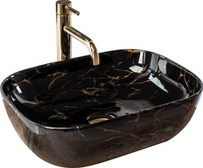 Lavabo da appoggio Rea Belinda Black Marble shiny