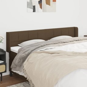 Testiera Ad Orecchio Marrone Scuro 183x16x78/88 Cm İn Tessuto /