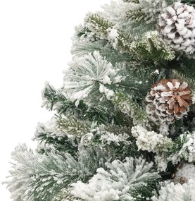 Albero di Natale Innevato Preilluminato Pigne 150cm in PVC e PE