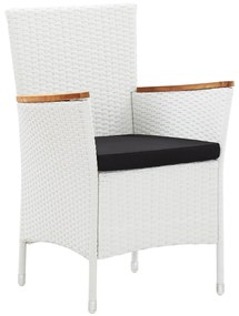 Set da pranzo per giardino 9 pz in polyrattan bianco