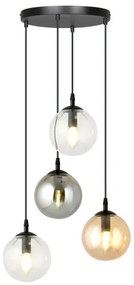 Lampadario a sospensione con filo COSMO 4xE14/10W/230V diametro 40 cm nero/grigio/beige/limpido